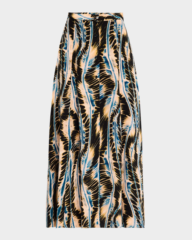 Rowan Button-Front Silk Skirt